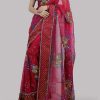 Tango Red Embellished Organza Sari
