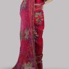 Tango Red Embellished Organza Sari - Image 3
