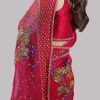 Tango Red Embellished Organza Sari - Image 4