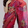 Tango Red Embellished Organza Sari - Image 5