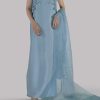 Porcelain Blue Embellished Raw Silk Maxi Set