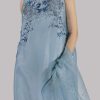 Porcelain Blue Embellished Raw Silk Maxi Set - Image 4