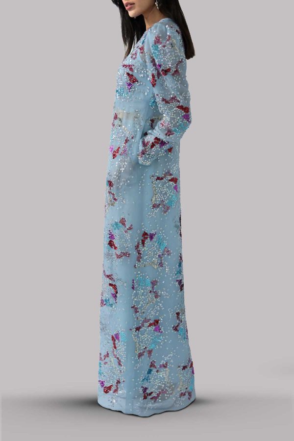 Aquamarine Embellished Organza Maxi - Image 2