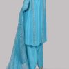 Scuba Blue Embellished Raw Silk Set - Image 3
