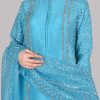 Scuba Blue Embellished Raw Silk Set - Image 4