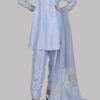 Cashmere Blue Embellished Raw Silk Set - Image 4