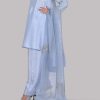 Cashmere Blue Embellished Raw Silk Set