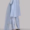 Cashmere Blue Embellished Raw Silk Set - Image 2
