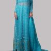 Scuba Blue Embellished Organza Maxi Set