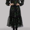 Black Embellished Organza Dress with Churidaar