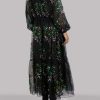 Black Embellished Organza Dress with Churidaar - Image 3