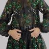 Black Embellished Organza Dress with Churidaar - Image 4