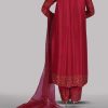 Virtual Pink Embellished Raw Silk Set - Image 3