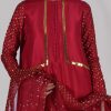 Virtual Pink Embellished Raw Silk Set - Image 4