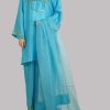 Blue Atoll Embellished Raw Silk Set