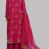 Crimson Raw Silk Embellished Set - Image 3