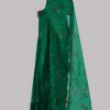 Golf Green Block Printed and Embellished Sari - Image 2