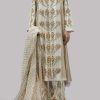 Egret Embellished Raw Silk Set