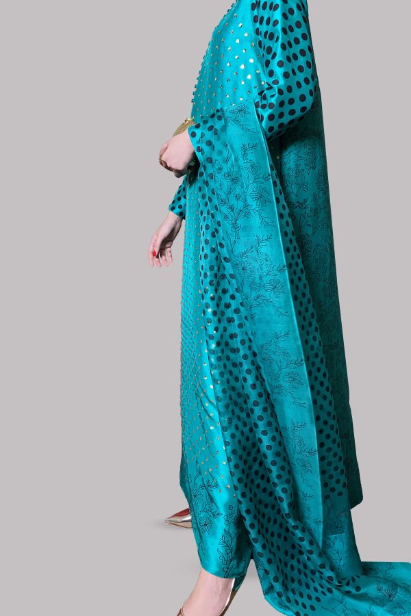 Ultramarine Block Printed Silk Maxi Dress Set - Image 2