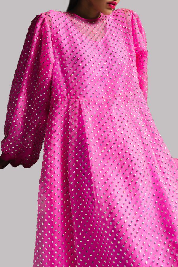 Diva Pink Organza Crystal Embellished Set - Image 2