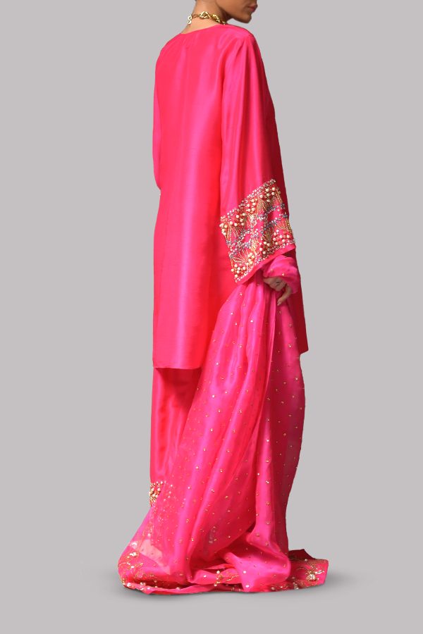 Beetroot Purple Embellished Raw Silk Set - Image 2