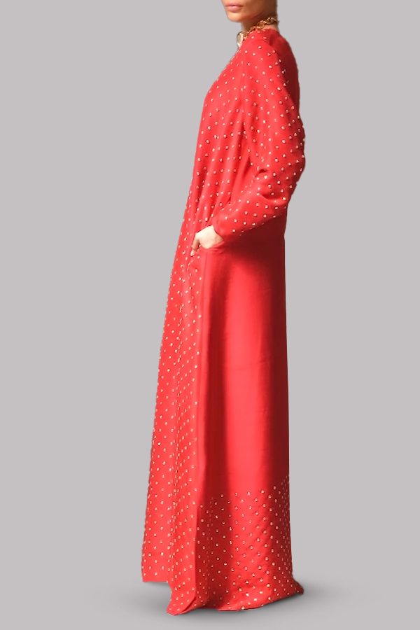 Tango Red Crystal Embellished Silk Maxi Dress - Image 2