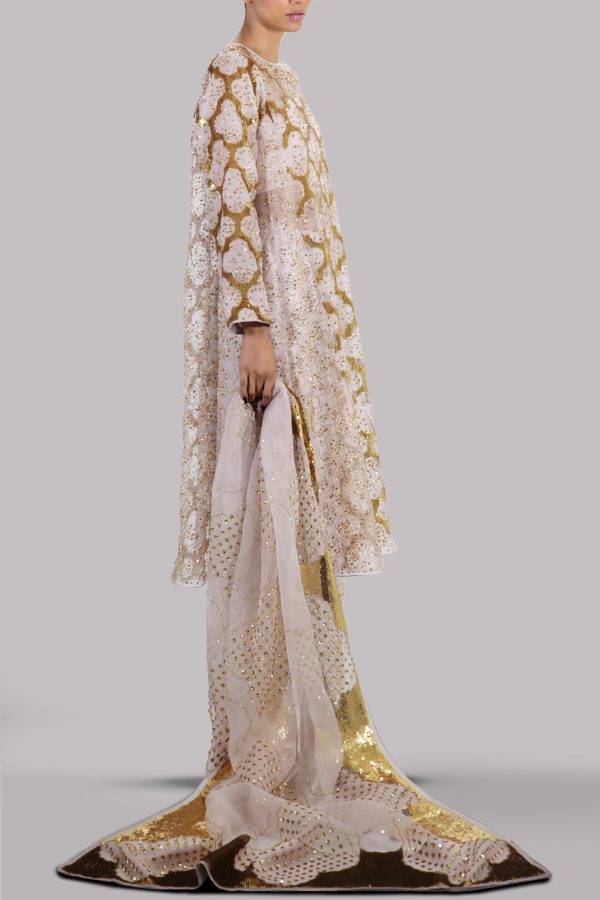 White Sand Embellished Organza Set - Image 2