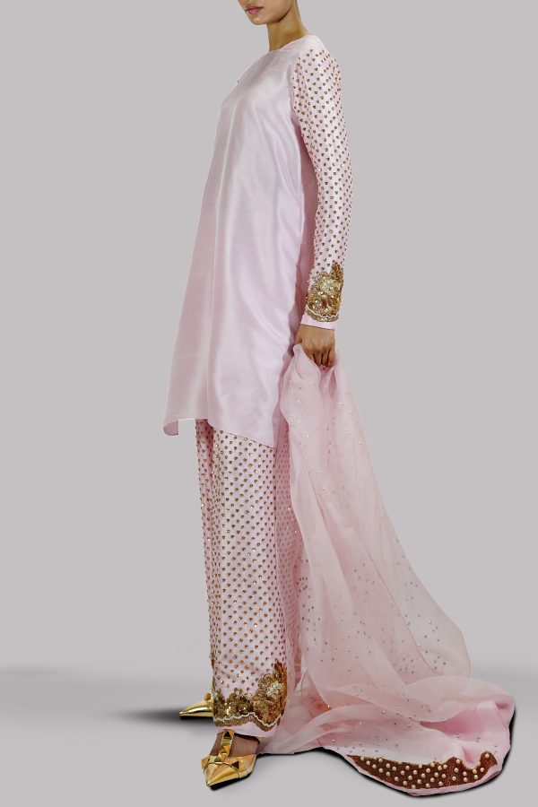 Rose Shadow Embellished Raw Silk Set - Image 2