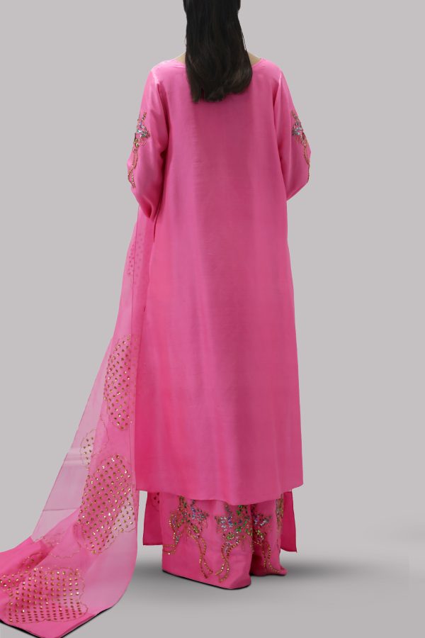 Azalea Pink Embellished Raw Silk Set - Image 3
