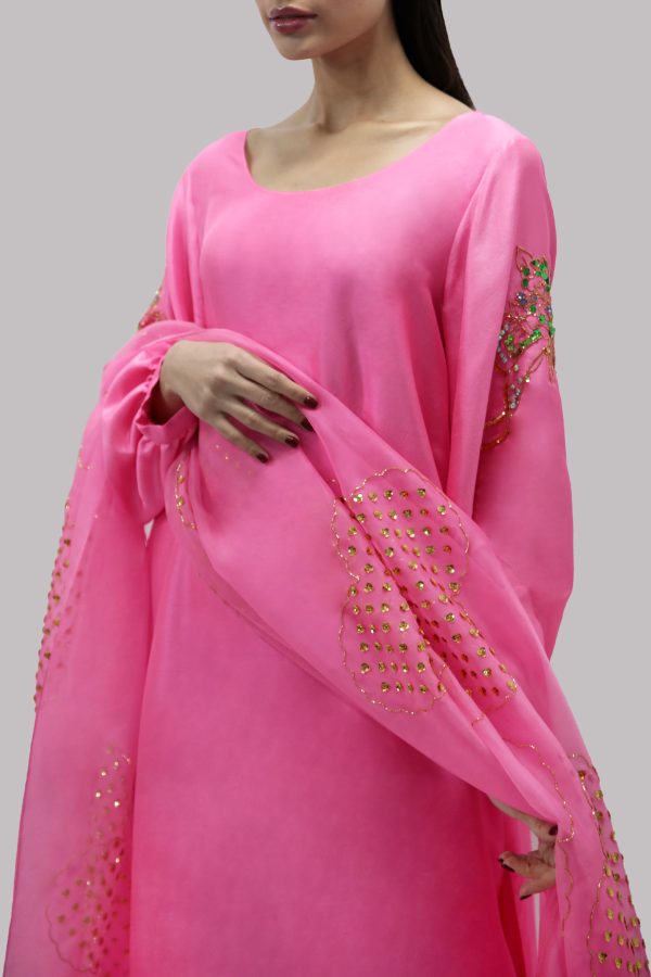 Azalea Pink Embellished Raw Silk Set - Image 4