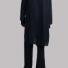 Black Embellished Raw Silk Set