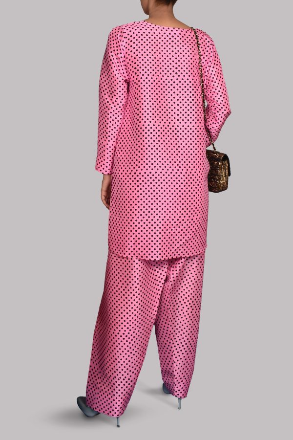 Sachet Pink Block Print Raw Silk Set - Image 3