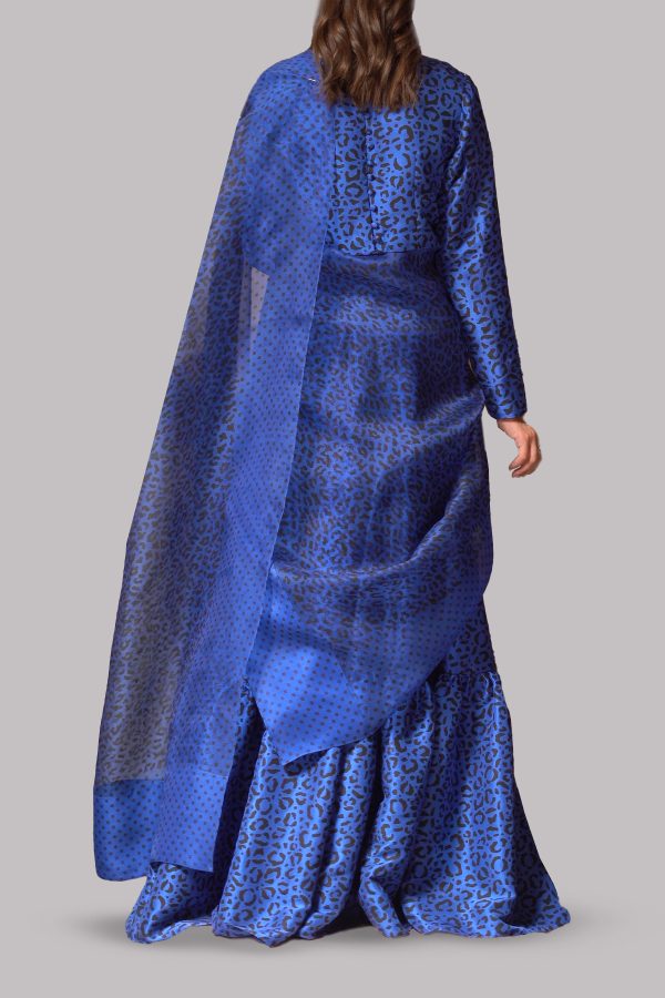 Classic Blue Block Printed Tiered Skirt Set - Image 3