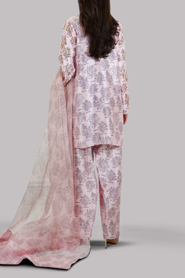 Blushing Bride Block Printed & Embellished Raw Silk Set - Image 3