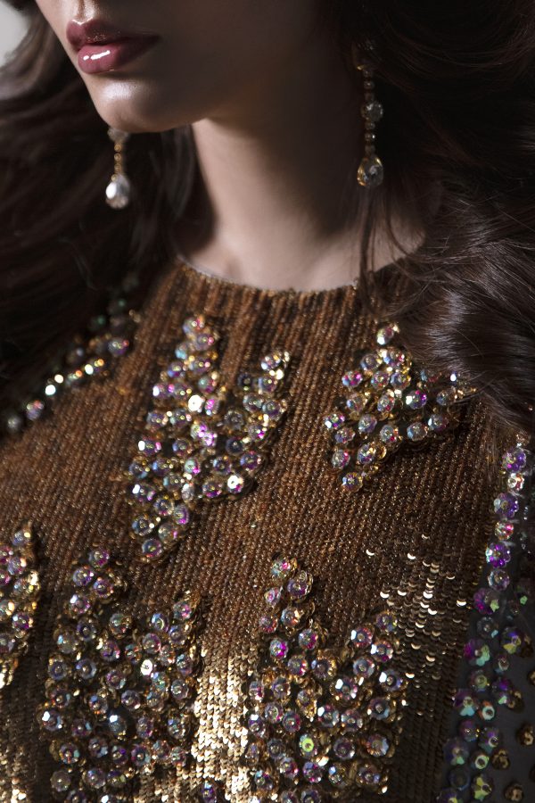Silver Grey Embellished Raw Silk Maxi Set - Image 3