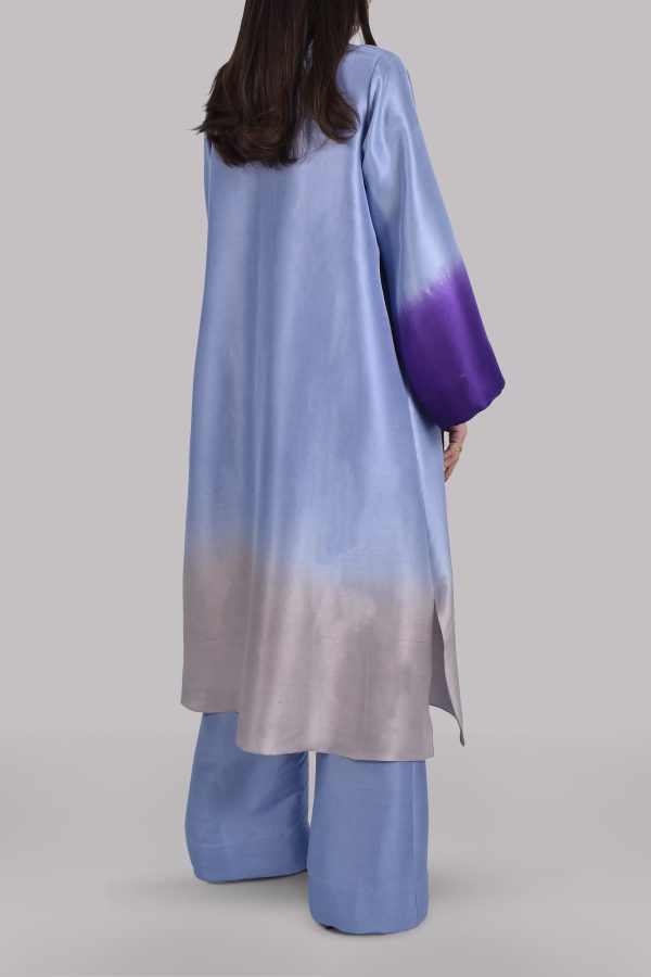 Forever Blue Oversized Ombre Raw Silk Tunic Set - Image 3