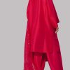 Tango Red Oversized Embellished Raw Silk Tunic Set - Image 3