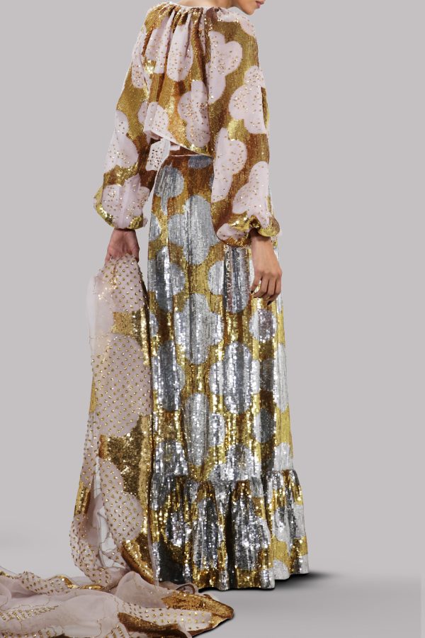 White Sand Embellished Lehenga Choli Set - Image 3