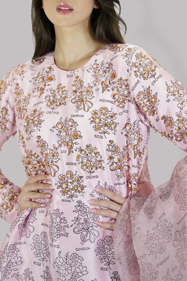 Blushing Bride Block Printed & Embellished Raw Silk Set - Image 4