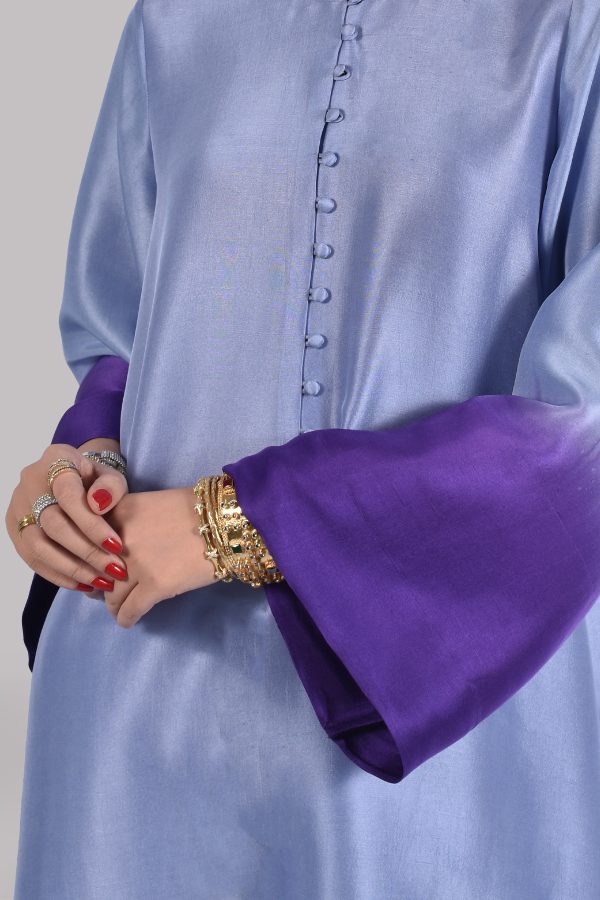 Forever Blue Oversized Ombre Raw Silk Tunic Set - Image 4