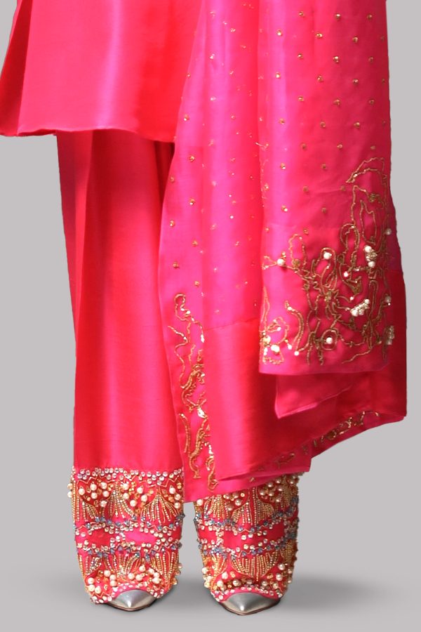 Beetroot Purple Embellished Raw Silk Set - Image 4