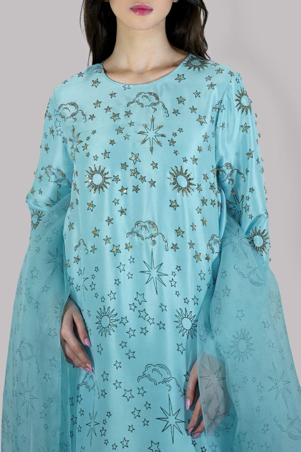 Petit Four Block Printed & Embellished Raw Silk Set - Image 4