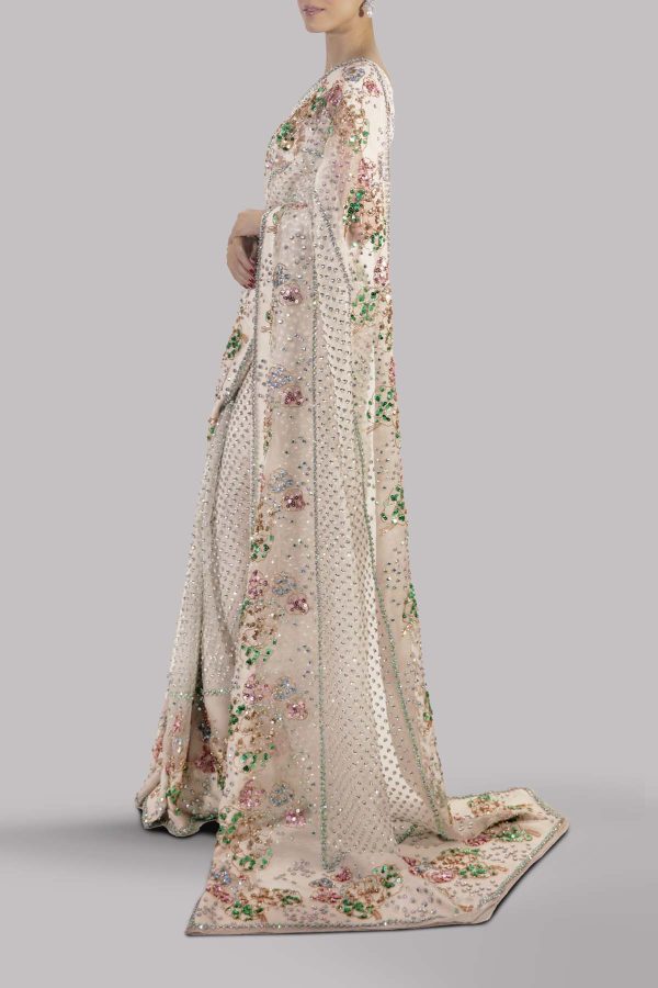 Egret Embellished Organza Sari - Image 2