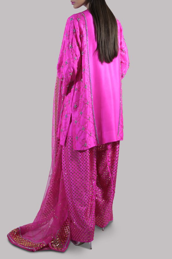 Diva Pink Embellished Raw Silk Set - Image 2