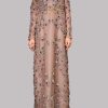 Rugby Tan Embellished Organza Maxi Dress