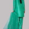 Mint Green Turquoise Embellished Raw Silk Set - Image 3