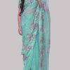 Leisure Time Cyan Embellished Organza Sari