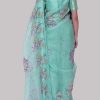 Leisure Time Cyan Embellished Organza Sari - Image 3