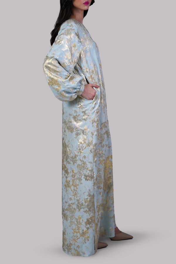 Ice Blue Italian Silk Cloqué Maxi Set - Image 2