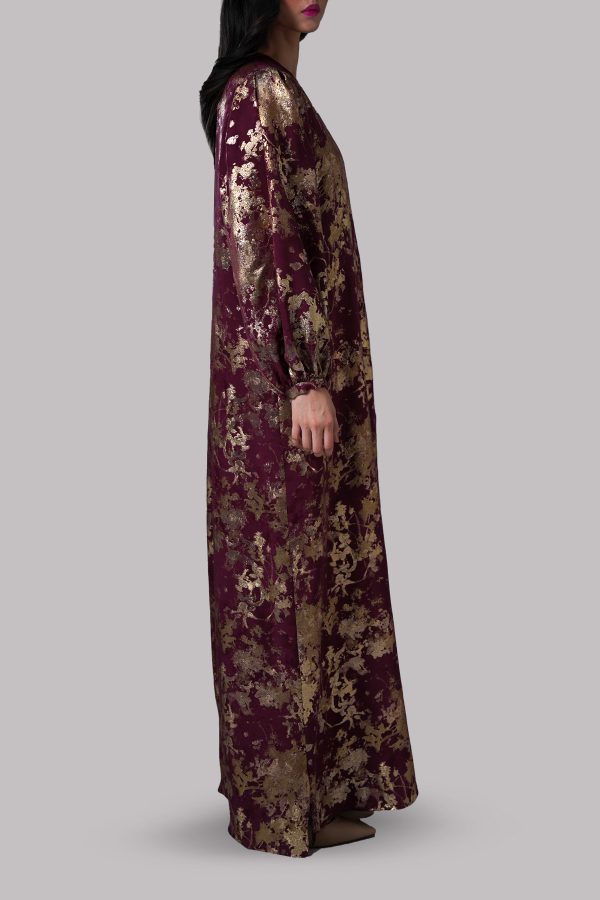 Burnt Wine Italian Silk Cloqué Maxi Set - Image 2